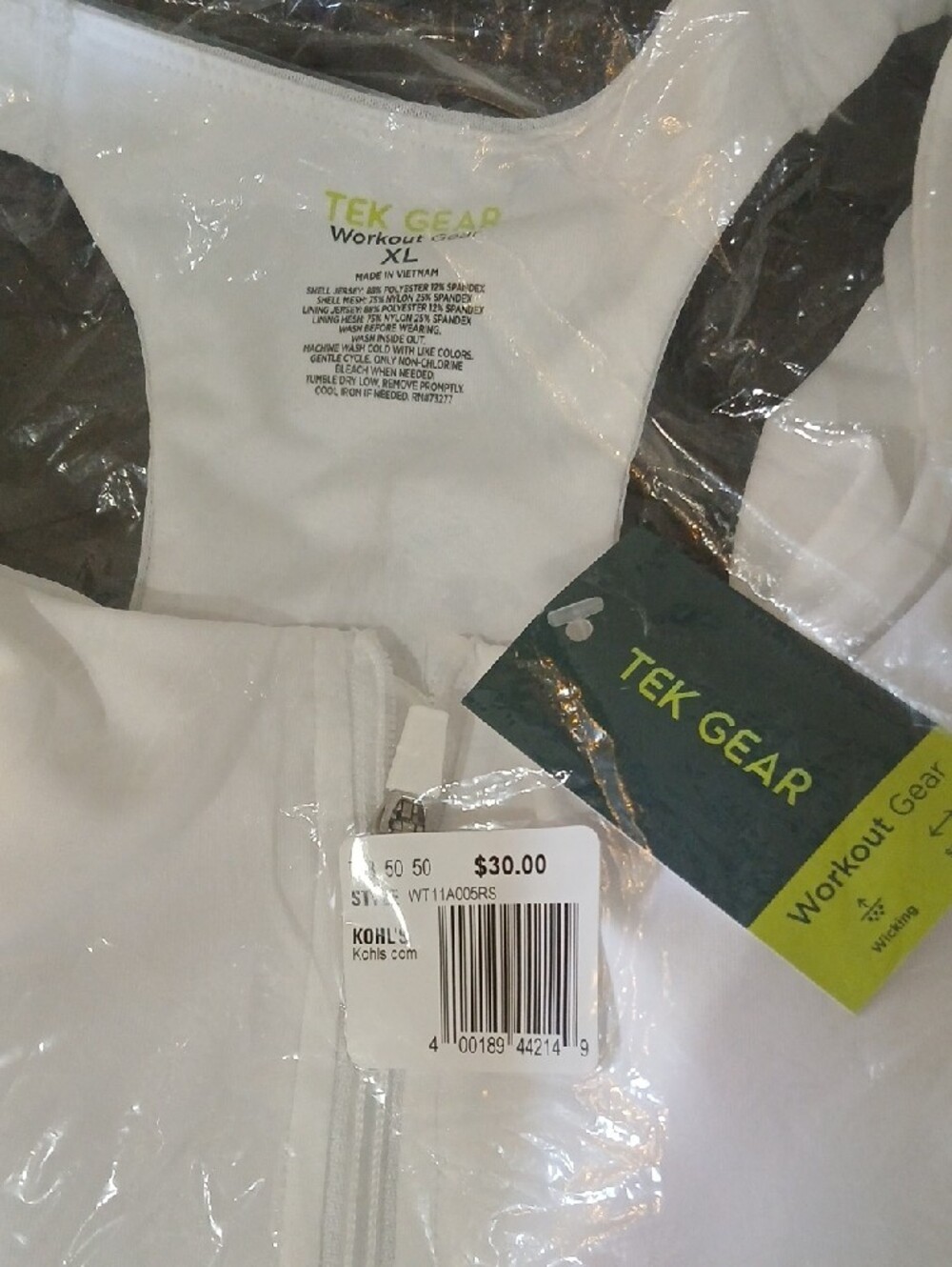 2 tek gear Zip-Front Workout Sports Bras. One Green And One White. - Picture 4 of 7